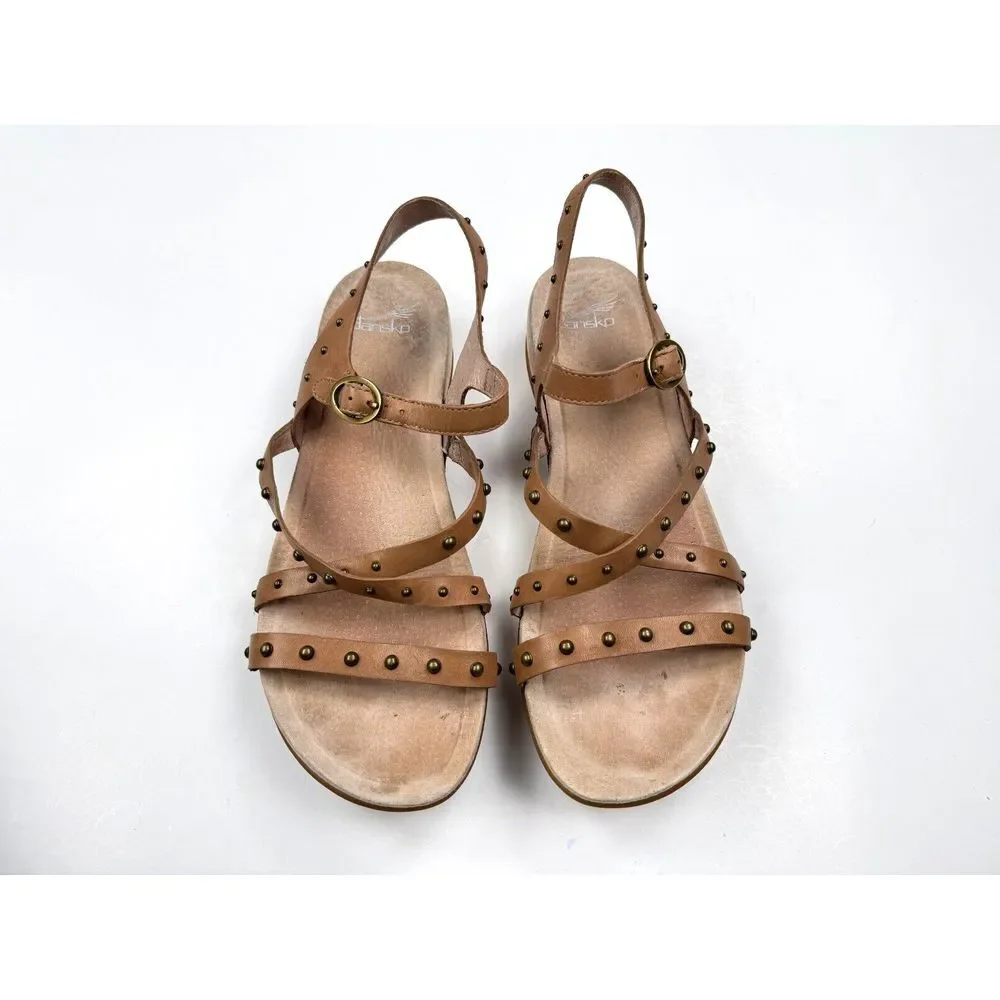 Dansko Brigitte Studded Sandals Women 42‎ US 11.5-12 EUC Strappy Leather Flat